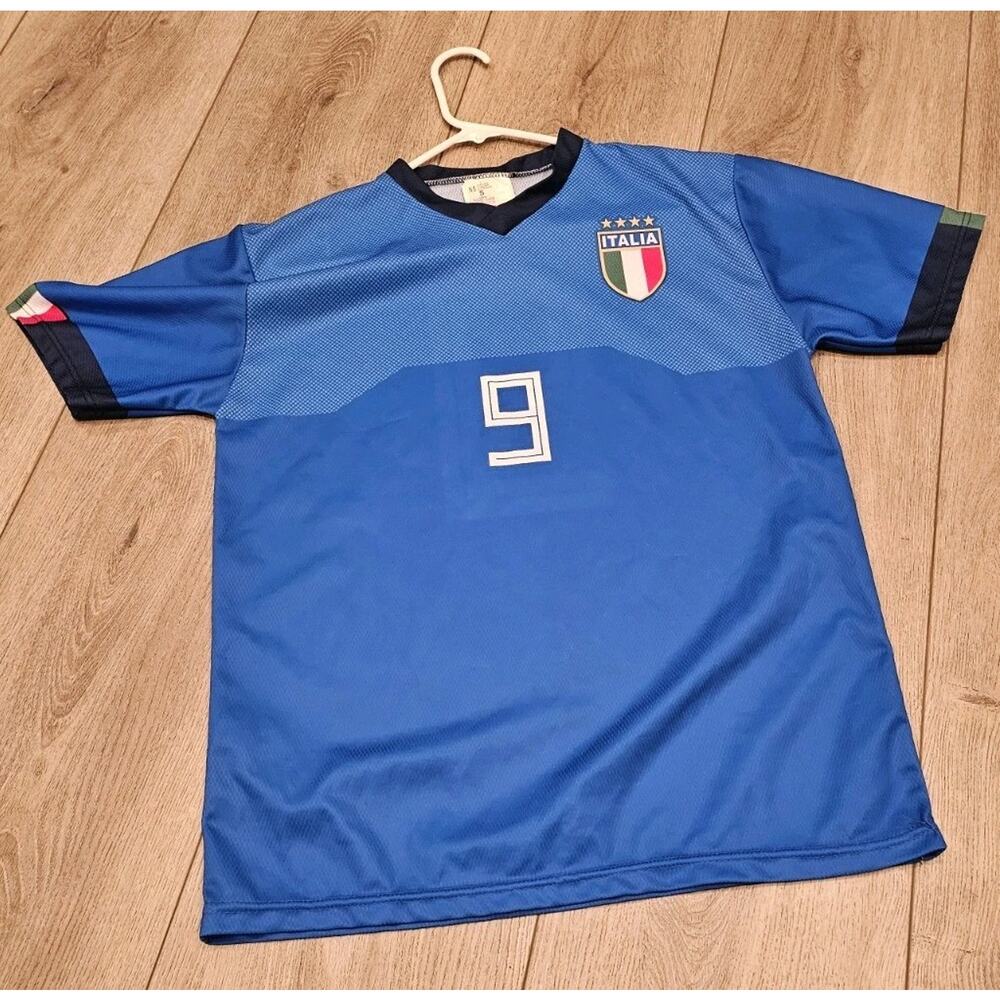 Italy Men's Home Soccer Jersey Balotelli #9 - Blue Small